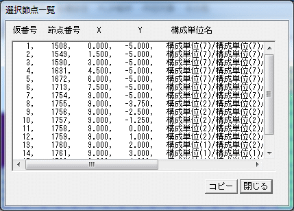 選択節点一覧